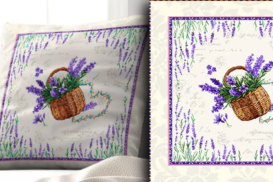 Fertiges Kissenpanel mit einer Größe von 45 cm x 45 cm - mit tollem Motiv  Ds6075 Gobelin Kissen Lavendel % Sale - Dekostoffe Gobelin-Kissenpanel - Lavendelfeld