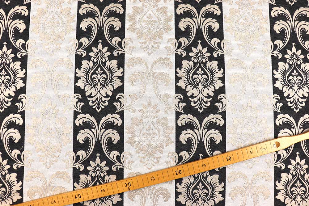 Königlicher Jacquard mit stilgerechtem Barockmotiv - schwer, fest und robust! Ds6088 Jacquard Barock Streifen S4 Übergardinen Jacquard Premium - Barock-Streifen
