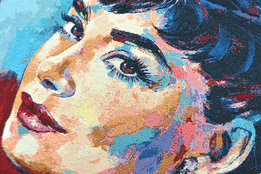 Hochwertiger, schwerer Gobelin mit absolut edlem, elegantem Motiv im Retrostil Ds6101 Deko Panel Audrey 1 Dekostoffe Retro Gobelin-Panel - Audry - 47 x 47 cm