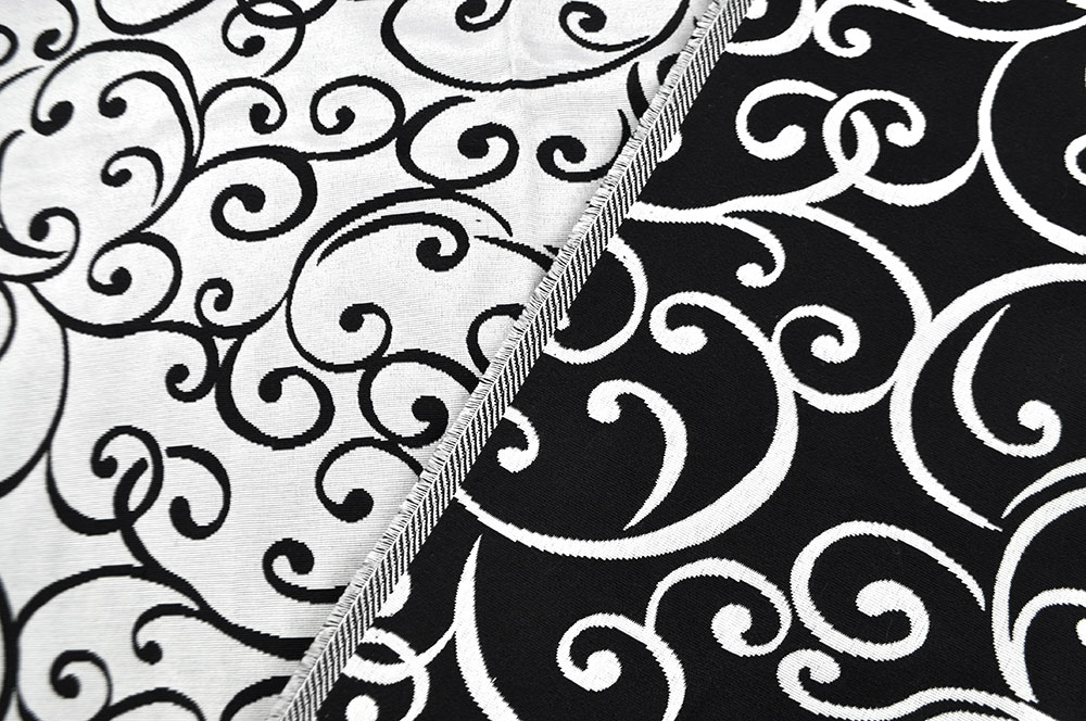 Robuste Meterware mit kontrastreichem Rankenmuster, das jeder Kreation einen eleganten Anstrich verleiht Ds6132 Jacquard Ranken S4 Dekostoffe Barock Jacquard-Dekostoff - Tendril Noir