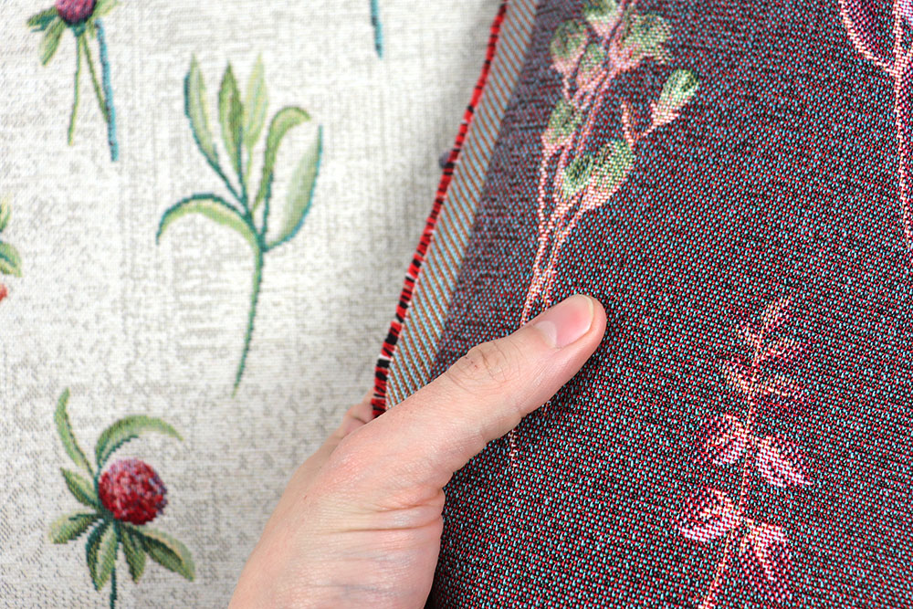 Florales Design, eingewebt in einem robusten Gobelin im gemütlichen Leinenlook Ds6291 Gobelin Leinenoptik Blumen S4 Gobelin NEU Gobelin Leinenoptik - Blümchen