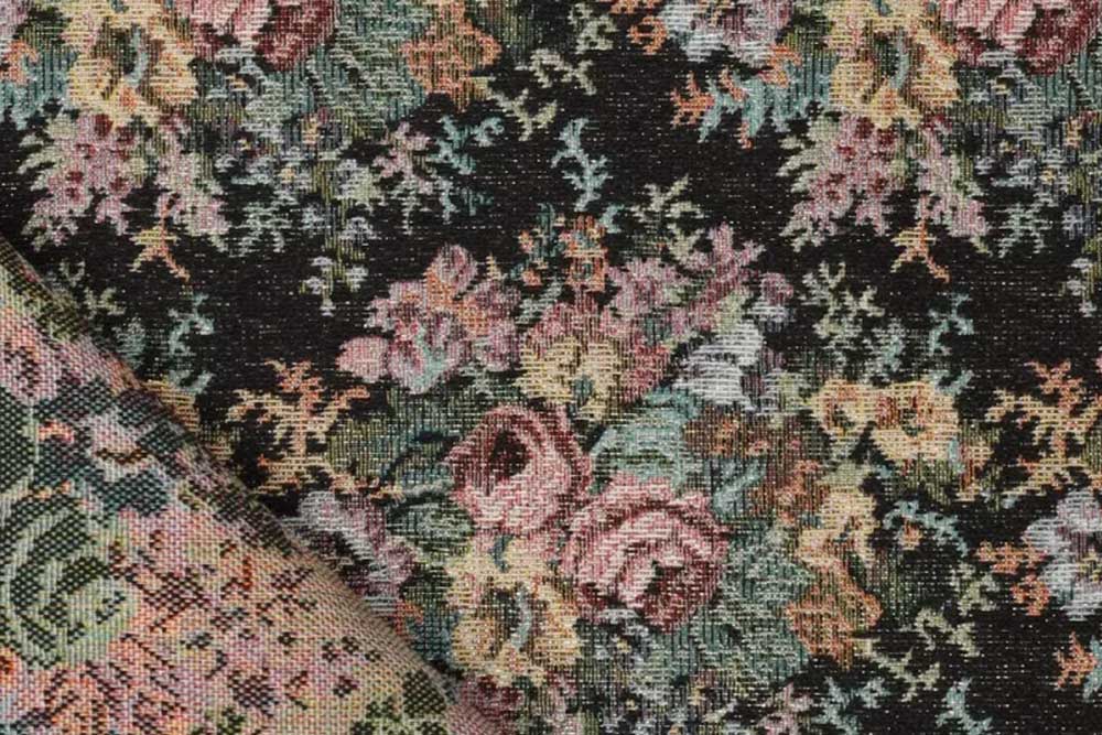 Aufwändig gewebter Gobelin mit eindrucksvollem Rosen-Motiv und leichtem Schimmer dank eingearbeiteter Metallfäden Ds6303 Gobelin Basic Rosen Gobelin Blumen Gobelin Basic - Nacht der Rosen