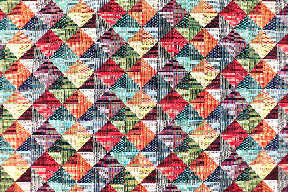 Bunt gewebter, farbenfroher Gobelin mit hohem Baumwollanteil - ein robuster Dekostoff für neue DIY-Projekte! Ds6334 Gobelin Rauten Bunt S4 Dekostoffe Gemustert Gobelin - 3D-Effekt