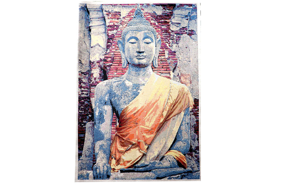 So detailliert wurde ein Gobelin noch nie gewebt! Sorgen Sie mit dem Motiv für Ruhe und Idylle in Ihren vier Wänden! Ds6335 Gobelin Stoff Panel Buddha Statue Gobelin NEU Gobelin-Panel - Buddha - 65 x 99 cm