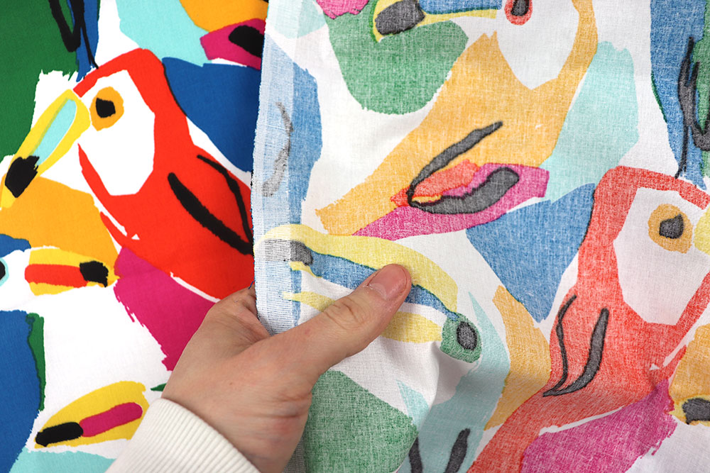 Buntes Allround-Talent für Kleidung wie Deko, ideal für sommerliche Kreationen Ds6352 Dekostoff Tukan S4 Dekostoffe NEU  Sommerstoff - Big Toucan