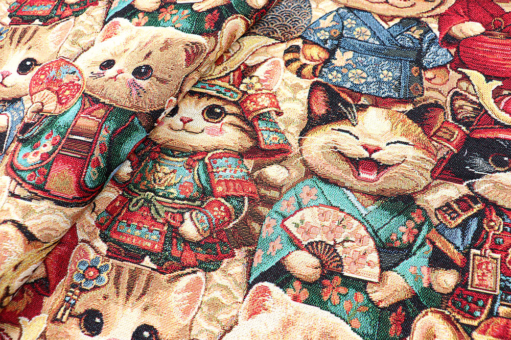 Miau Miau Ni hao! Bunter Gobelin für witzige Kreationen im Asia-Style Ds6362 Gobelin Asia Katzen 1 Dekostoffe NEU  Gobelin - Asia Cats