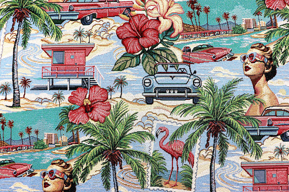 Urlaubsfeeling pur, aufwendig verwebt und farbenprächtig aufgepeppt! Ds6364 Gobelin Florida S4 Dekostoffe NEU  Gobelin - Florida