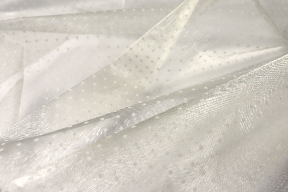 Glänzender Kristall-Organza mit Beflockung - edle Ware für Dekorationen wie Accessoires und Kostüme Ds6368 Organza Beflockt Tupfen Champagner Hand Dekorationsstoffe Organza beflockt - Tupfen - Champagner