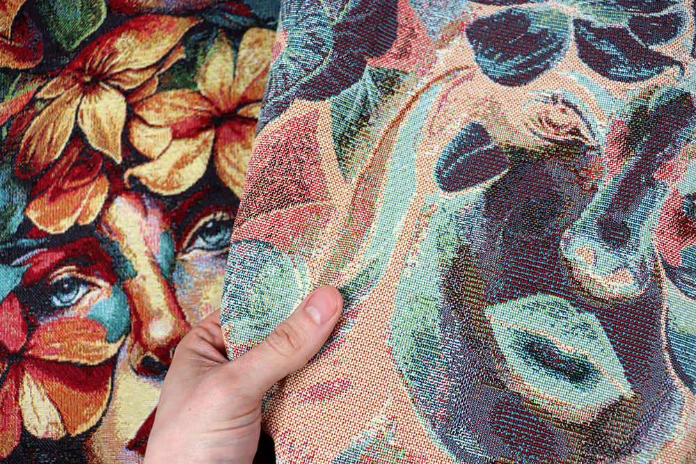 Farbenprächtiges, opulentes Design, aufwendig verwoben - ein Traum von einem Gobelin! Ds6379 Gobelin Gesichter Blumen S4 Dekostoffe NEU  Gobelin - Flower Faces