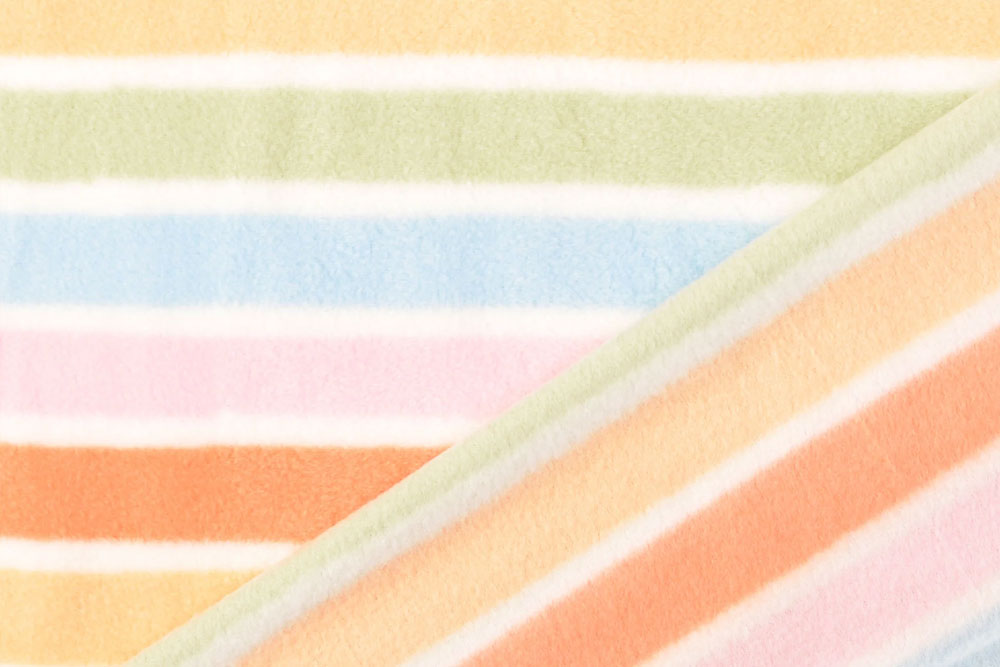 Bunter Fleece mit Gute-Laune-Garantie! 
Mit pastelligen Streifen – bringt Wärme, Farbe und gute Laune in jedes Nähprojekt! Fl5204 Wellnessfleece Rainbow Fleece Fleece - Rainbow
