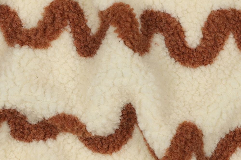 Kuschelweicher Sherpa Fleece mit braunem Wellenmuster – warm, weich & ideal für Kleidung & Deko. Fl5212 Fleece Wellen S4y Sherpa Fleece Sherpa Fleece - Cozy Waves