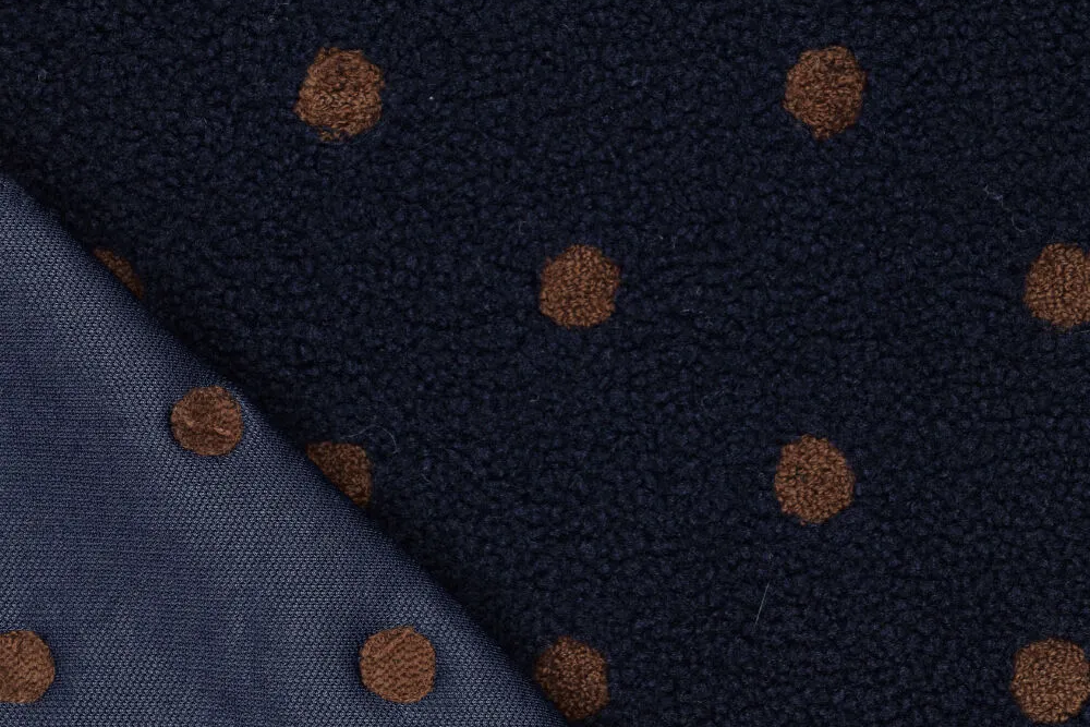 Wie Konfetti auf Mitternachtsblau: weicher Sherpa mit warmen, rostbraunen Punkten – gemütlich, verspielt und voller Charakter. Fl5222 Sherpa Dots Sherpa Fleece Sherpa Fleece - Dots