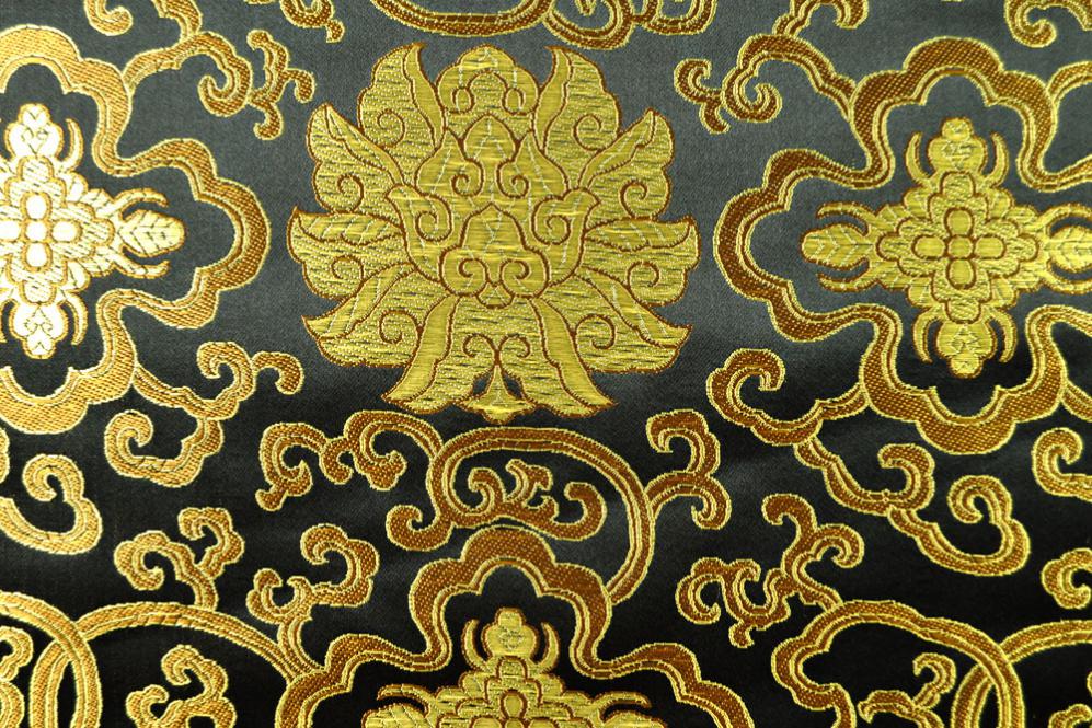 Sehr schöner Seidenimitat-Stoff, aus verschiedenfarbigen Garnen hochwertig gewoben Fn1034 China Seidenornamente  Z1 Glanzstoffe China-Seidenimitat - Ornament - Schwarz