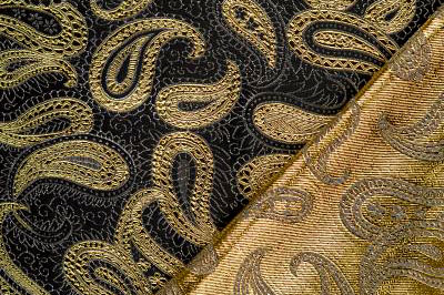 Feiner Glanz mit goldfarbenem Paisley - effektvoll und elegant! Fn1123 Brokat Paisley Schwarz Gold Brokat Meterware Brokat Paisley - Schwarz/Gold