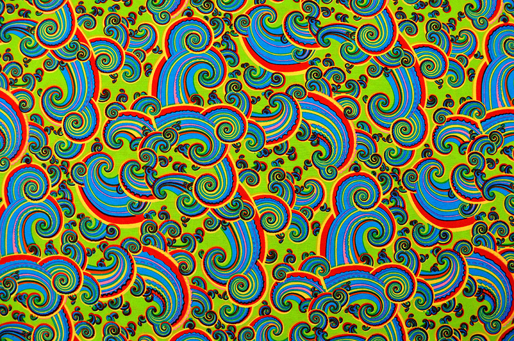 Universalstoff im kunterbunten Hippie-Design Fn1179 Universal Fraktal Hellgruen Neu Universal bis 140cm Universalstoff - Fraktal Hippie - Hellgrün