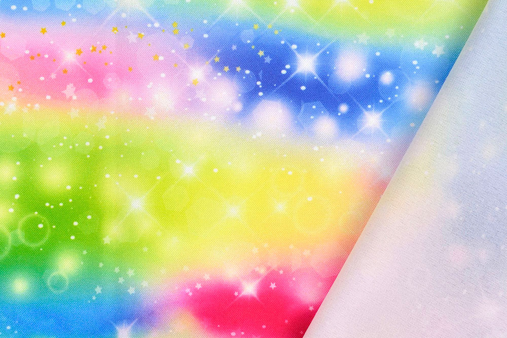Buntes Gewebe, pflegeleicht, knitterarm - perfekt für knallige Kostüme und Deko Fn1301 Universalstoff Rainbow Sky Fasnacht Stoffe bunt Universalstoff - Rainbow Sky