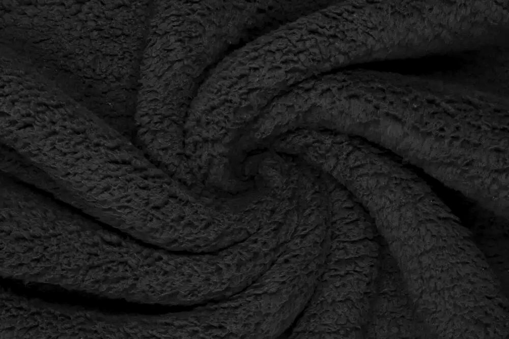 Dicker Sherpa, zweiseitig, für kalte Tage und coole Kreationen! Fp1131 Sherpa Schwarz Fasnacht Stoffe Einfarbig Sherpa Flausch - beidseitig - Schwarz
