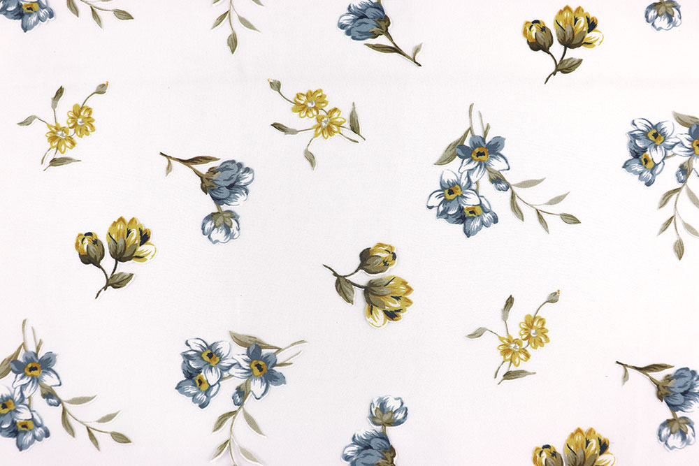 Luftiger Gardinenstoff mit eingewebten Blümchen - ein Traum für Küche, Kinderzimmer, Landhaus-Deko! Gs5139 Gardinenstoff Blumen  1 Dekostoffe Landhaus Gardinenstoff Bleiband - Blümchen - 300 cm