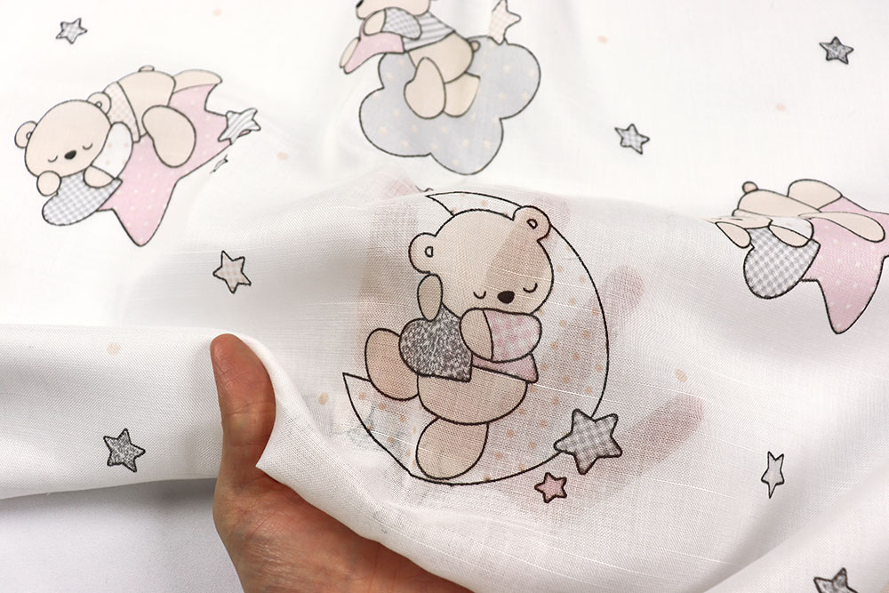 Bärenstarker Gardinenstoff - transparent, überbreit, zum Knuddeln! Gs5140 Gardinenstoff Baerchen S4 Kinderstoffe Gardinenstoff Bleiband - Bärchen - 280 cm