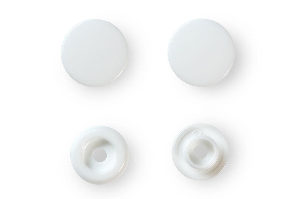 Runde weiße Druckknöpfe mit einem Durchmesser von 1,2 cm  Ku1370001 Druckknoepfe Weiss Druckknöpfe Nähfrei-Druckknöpfe - "Color Snaps" - 12,4 mm - Weiß