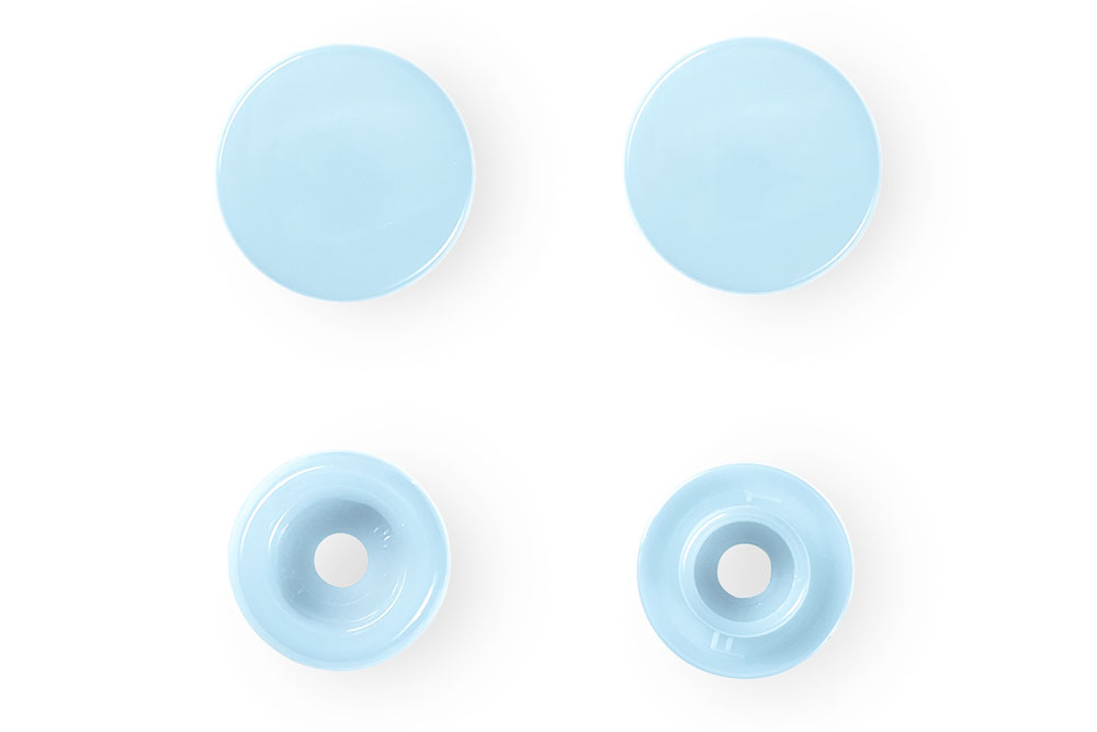 Runde, hellblaue Druckknöpfe mit einem Durchmesser von 1,2 cm  Ku1370510 Druckknoepfe Hellblau Druckknöpfe Nähfrei-Druckknöpfe - "Color Snaps" - 12,4 mm - Hellblau
