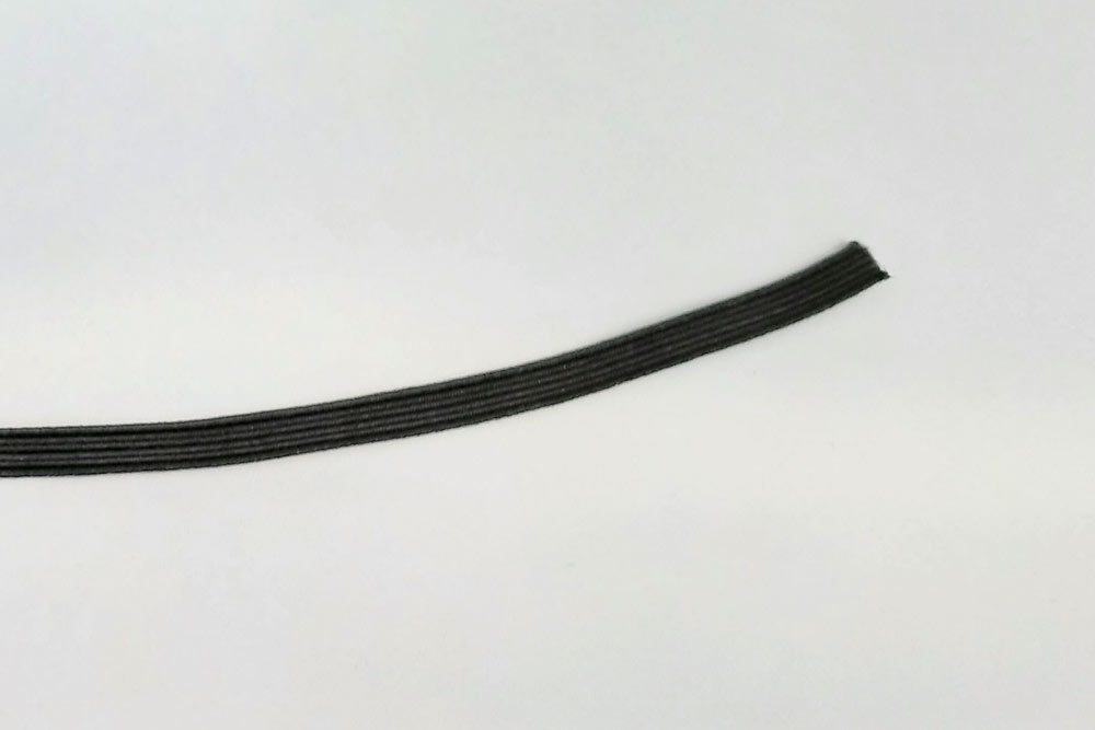 Ku7038 Gummiband 5mm Schwarz Gummiband Elastik-Gummilitze - 5 mm breit - meterweise - Schwarz