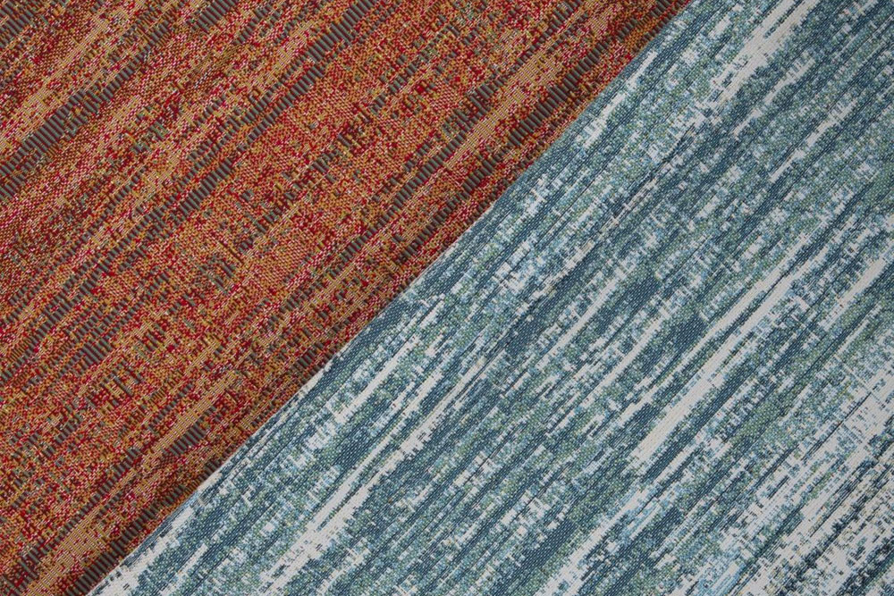 Nachhaltiger Outdoorstoff im Wasserlinien-Look, UV-beständig, pflegeleicht und recycelbar. Ms5184 Jacquard Dekostoff Malindi Stripes S4y Dekostoffe Jacquard Outdoor-Gobelin Bio - Lagoon