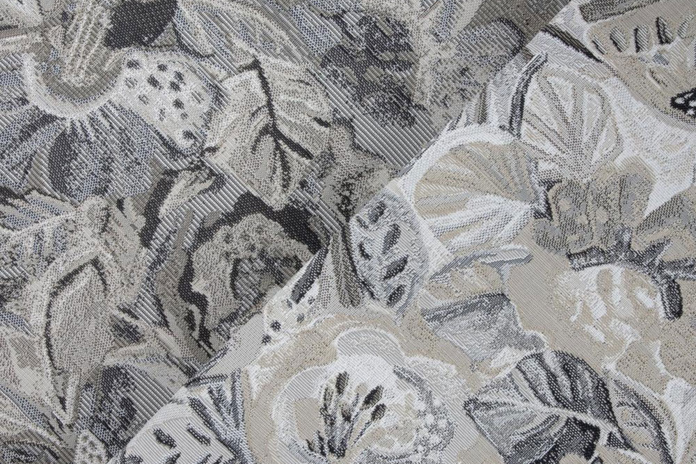 Zurückhaltendes Blütendessin in Naturtönen – pflegeleicht, robust & nachhaltig dank moderner PP-Faser. Ms5186 Jacquarddekostoff Momasafloral Dekostoffe Jacquard Outdoor-Gobelin Bio - Blossom