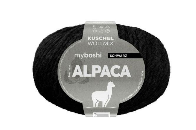Traumhaft weiche Wolle mit Alpaka-Anteil - anschmiegsam, temperaturregulierend, widerstandsfähig Myboshi Alpaka Wolle Schwarz Sonstige Wolle Myboshi Alpaca - 50 g - Schwarz