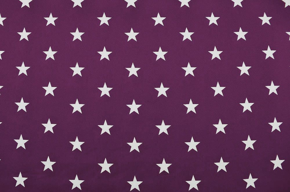 Mit weißen Sternen bedruckter Patchworkstoff aus reiner Baumwolle in Lila Pw1166 Patchworkstoff Sterne Gross Lila (1) Baumwolle Sterne Patchwork-Stoff Léger - Big Stars - Lila/Weiß