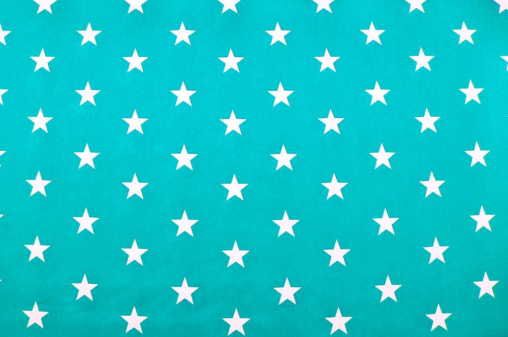 Mit weißen Sternen bedruckter Patchworkstoff aus reiner Baumwolle in Petrol Pw1166 Patchworkstoff Sterne Gross Petrol Baumwolle Sterne Patchwork-Stoff Léger - Big Stars - Petrol/Weiß