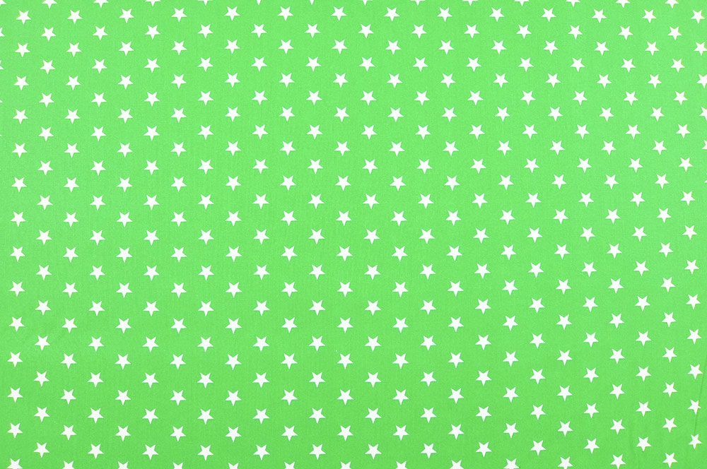 Mit Sternen bedruckter Patchworkstoff aus reiner Baumwolle in frischem Grün Pw1167 Patchworkstoff Sterne Klein Hellgruen(1) Baumwolle Sterne Patchwork-Stoff Léger - Small Stars - Hellgrün/Weiß