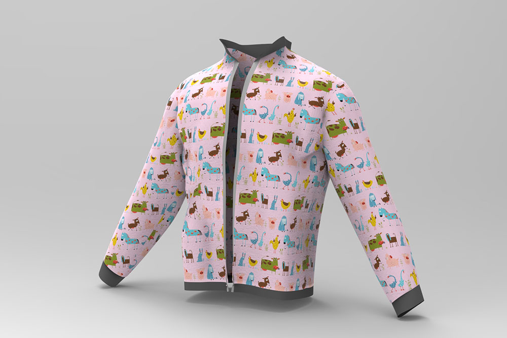 Witziger, bunt bedruckter Softshell mit Nano-Ausrüstung für Funktionsbekleidung und mehr 125 102466 Farbtafel Bauernhof Neu(2) Jackenstoffe Nano-Softshell - Bauernhof