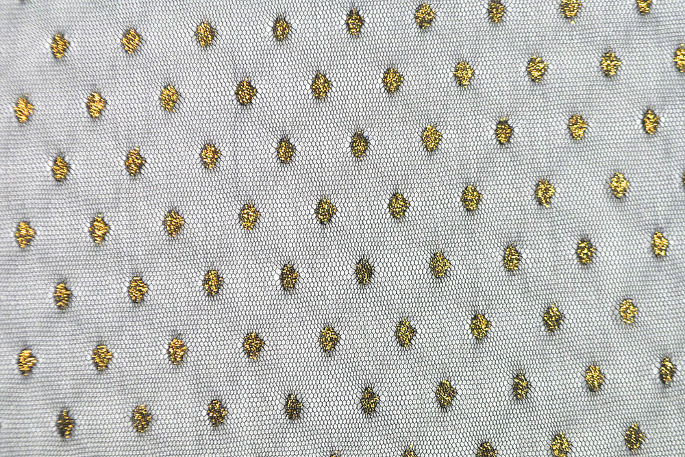 Softer Tüll mit goldfarbenen Tupfen, die edel glitzern - elegante Eyecatcher garantiert! Sp149017 Glitzer Tuell Tupfen Gold Schwarz Soft Tüll Glitzertüll - Goldtupfen - Schwarz