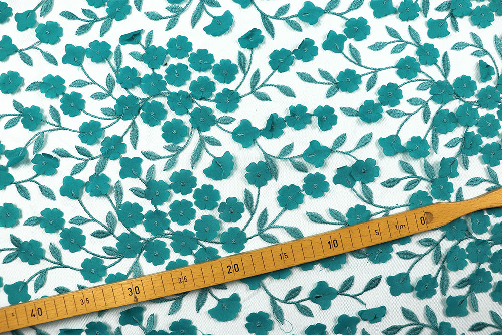 Edler Tüll mit aufwendiger Stickerei Sp155017 Frank Walder Premium-Tüll - Blumen-Stickerei