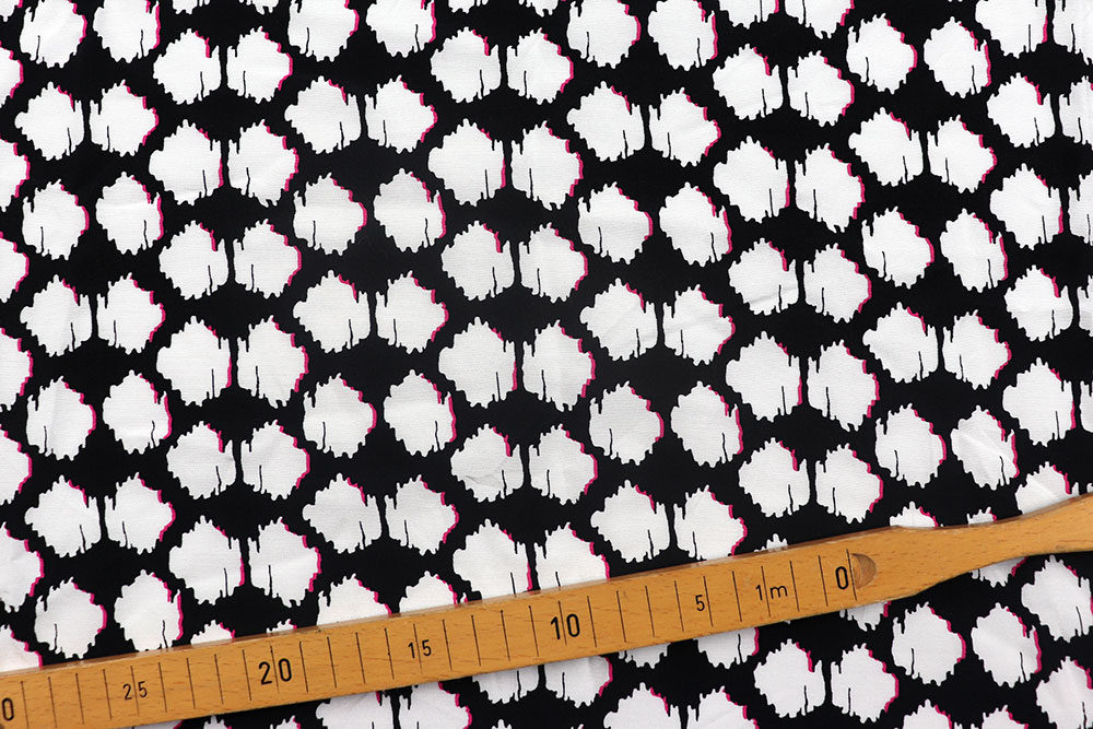 Modisches Design auf herrlich geschmeidiger Viskose - ein hautschmeichelnder Traum für Stilbewusste! Sp155289 Sonderposten NEU Viskosestoff - White Pink Black