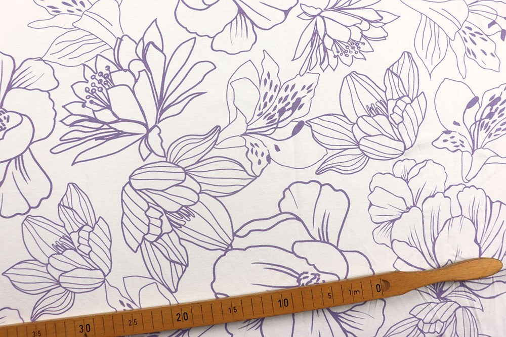 Florales Design auf herrlich weichem Jersey aus Viskose und Elasthan - bequem, modisch, zum Top-Preis! Sp155319 Sale Viskosejersey - Fine Flowers - Weiß/Lavendel