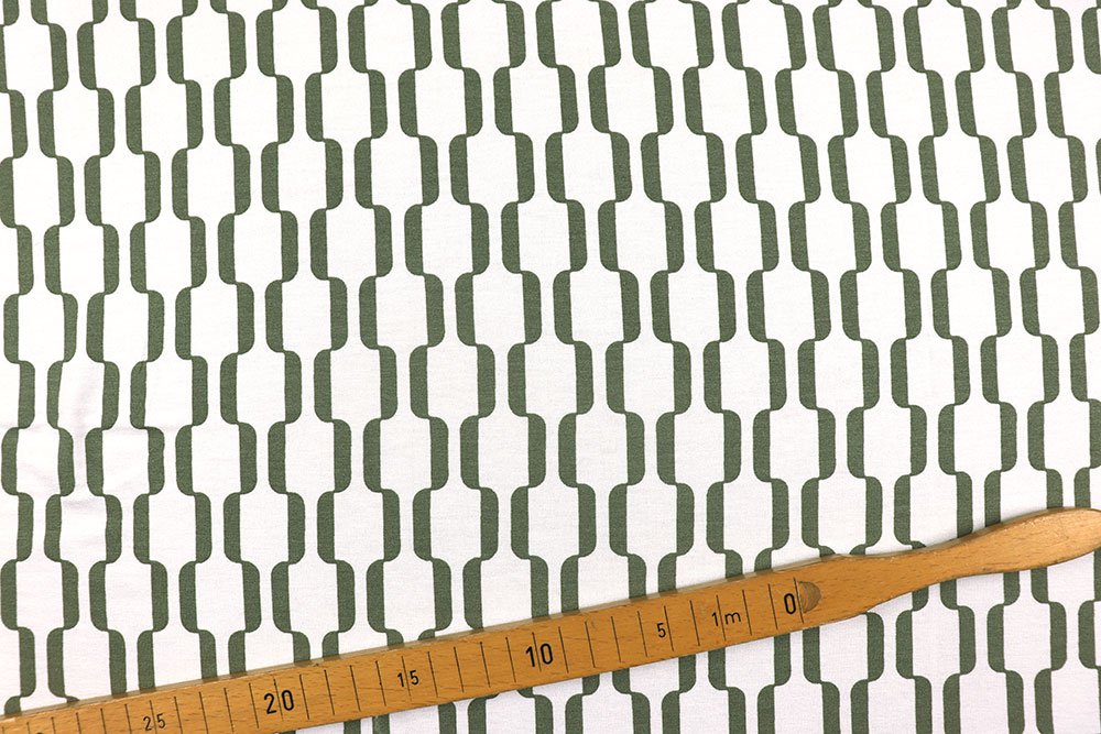 Geometrisches Design auf herrlich weichem Jersey aus Viskose und Elasthan - bequem, modisch, zum Top-Preis! Sp155363 S4 Frank Walder Viskosejersey - Olive Geo
