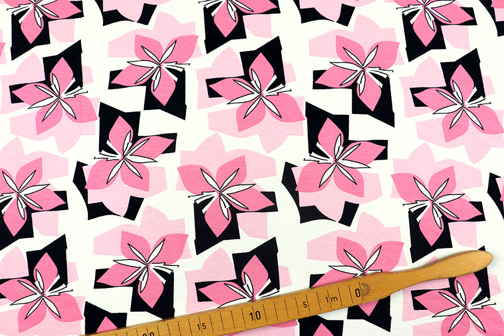 Modisches Design auf herrlich weichem Jersey aus Viskose und Elasthan - bequem, modisch, zum Top-Preis! Sp155375 S4y Sonderposten NEU Viskosejersey - Pink Geo Flower
