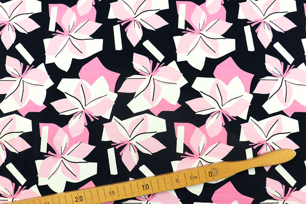 Modisches Design auf herrlich weichem Jersey aus Viskose und Elasthan - bequem, modisch, zum Top-Preis! Sp155376 Sale Viskosejersey - Pink Geo Flower - Dark