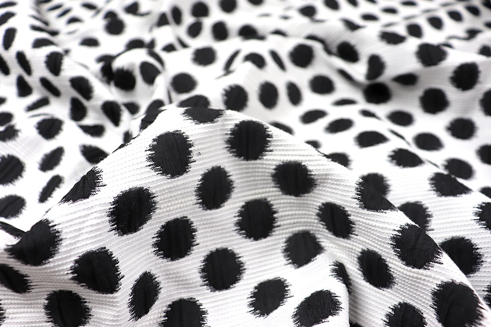 Edler Bekleidungsstoff mit Punktemuster in Schwarz/Weiß Sp155410 Frank Walder Mode-Jacquard - Dots