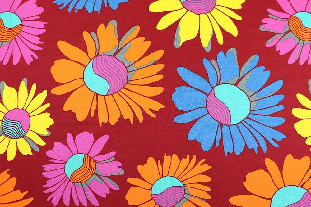 Große Blüten auf reiner Baumwolle - eine knallige Farbenpracht im Stil der 70er! Sp161007 Dekostoff Grosse Blueten S4 Baumwolle Blumen Baumwoll-Dekostoff - Big Retro Flower - Rot