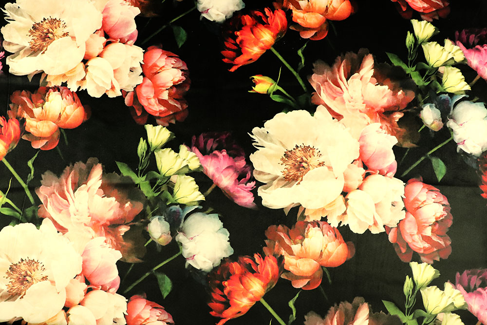 Edler Premium-Samtstoff mit opulentem Blumen-Design Sp163006 Samt Blumen S4 Sonderposten Möbelstoffe Samt-Dekostoff - Digitaldruck - Wonder Flowers