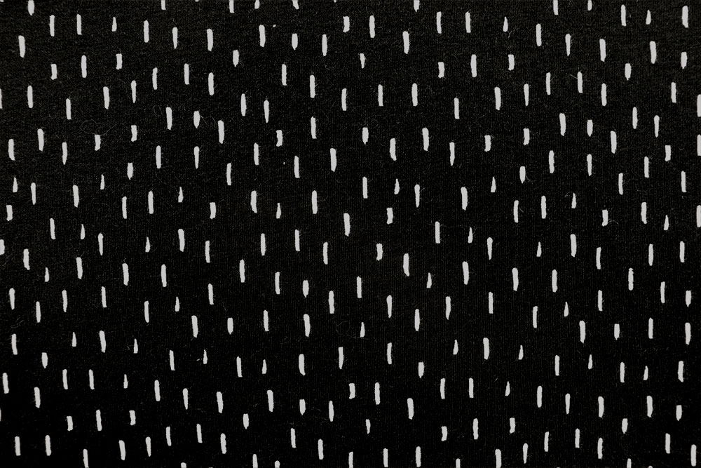 Schwarzer Stoff mit weißen Strichmustern – minimalistisch, modern und markant im Design. Sp165094 Jersey Monodash S4y Sale Jersey - Mono Dash