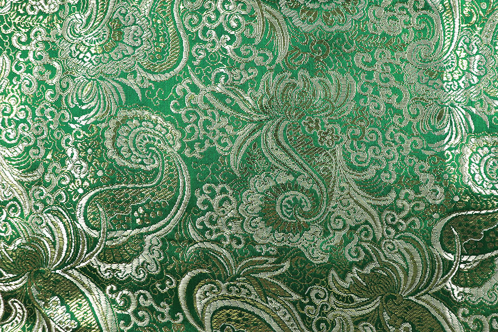 Effektvoller Stoff mit edlem, eingewebtem Muster für festliche Kostüme und besondere Anlässe Sp168018 Brokat Paisley Gruen 2 Brokat Meterware Brokat Maharadscha - Grün