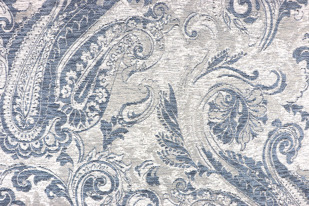 Edler Chenille-Möbelstoff mit opulentem, eingewebtem Muster - für edle Kreationen! Sp174026 Moebelstoff Paisley Blau S4 Chenille-Stoffe Möbelstoff - Chenille Paisley - Blau