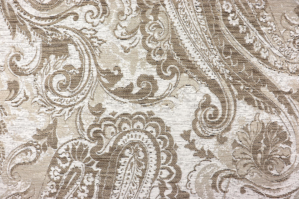 Edler Chenille-Möbelstoff mit opulentem, eingewebtem Muster - für edle Kreationen! Sp174027 Moebelstoff Paisley Sand S4 Chenille-Stoffe Möbelstoff - Chenille Paisley - Sand