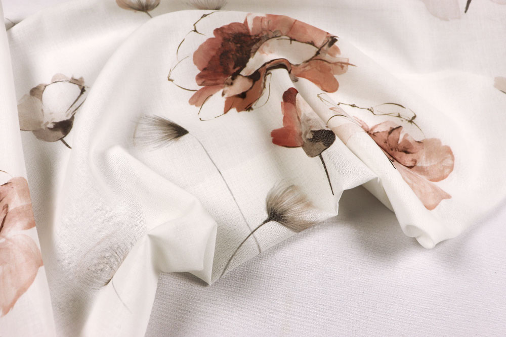 Digital bedruckter, feiner Gardinenstoff mit floralem Design, das bezaubert! Sp174037 Gardinenstoffblumen 1 Gardinen transparent Gardinenstoff - Poppy Romance