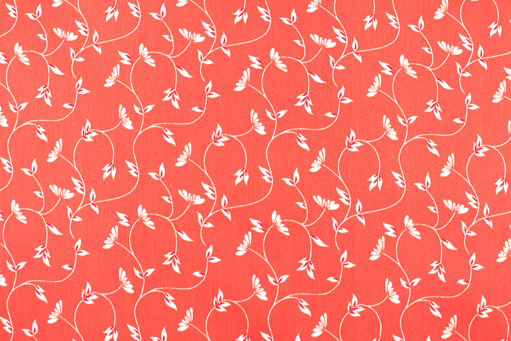 Floral gemusterter Deko-Satin für Gardinen, Bettwäsche und vieles mehr - überbreite Ware zum Spitzenpreis! Sp177008 Dekostoff Ranken S4 Blumen, Früchte, Pflanzen - 280 cm Dekostoffe Dekostoff - Ranken Salmon - 280 cm