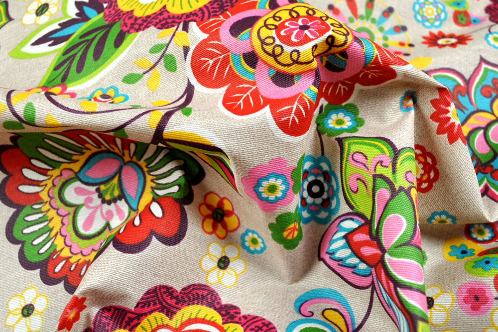 Stoff aus Baumwollmischgewebe mit buntem Design - ideal für Tischdecken und mehr  Td5050 Tischdeckenstoff Mandala S4y Outdoor Tischdeckenstoff - Florale Mandalablüten